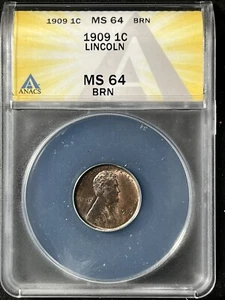 1909 1C BN Lincoln Wheat One Cent ANACS MS64BRN 7425880 - Picture 1 of 2