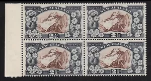 NEW ZEALAND 1935 PICTORIALS 2.1/2d BLUE-BROWN 'Mt COOK SELVEDGE BLOCK (4) MNH - Picture 1 of 2