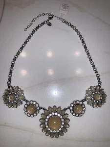 New lia sophia CHRISTINAS JOY crystal silver necklace flower statement $128 - Picture 1 of 4