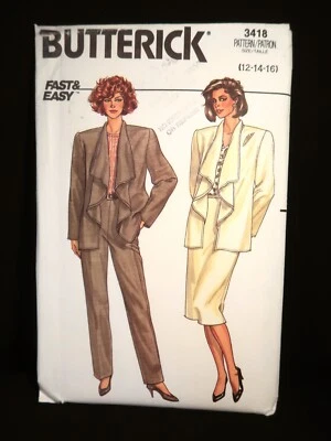 Butterick 3418 Misses Jacket, Skirt & Pants Easy 1985 Pattern size 12-16 Uncut - Image 1 of 3