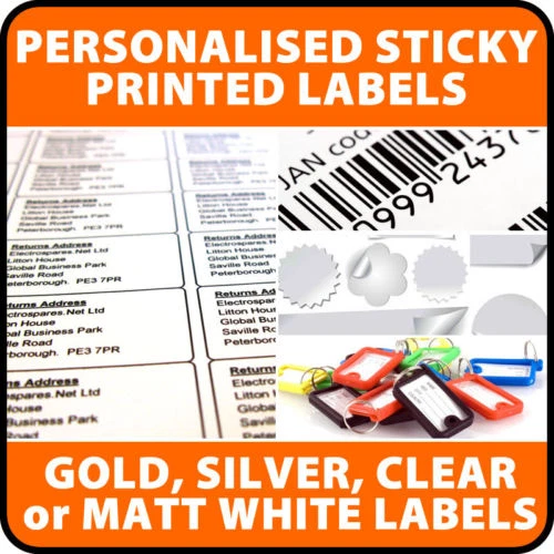 REVAY LABELS 500+ PRINTED FLUORESCENT YELLOW Sticky Labels Any Text personalised Hi-Vis