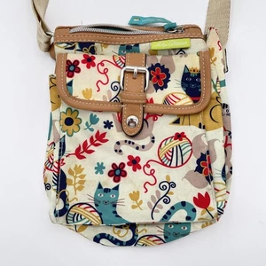 Lily Bloom Umhängetasche Damen kleine Katze Garn Blumenmuster verstellbarer Riemen pur - Bild 1 von 18