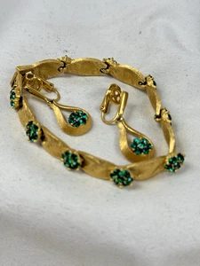 Set Jewels by TRIFARI Alfred Philippe Green Birthday Series Bracelet Earrings - Picture 1 of 12
