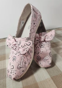 TOMS Alpargata Casual Pink Blush Bandana Bow Paisley Pattern Women's 9.5 W - Picture 1 of 11