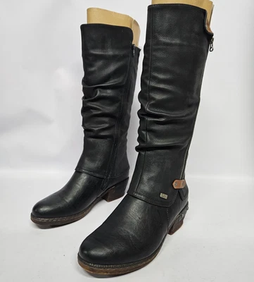 Rieker Sierra 93655 Mujer Negro Botas Hasta la Rodilla Cuero Sintético Acanalado Reino Unido 5, 38 UE Foto 1 de 4