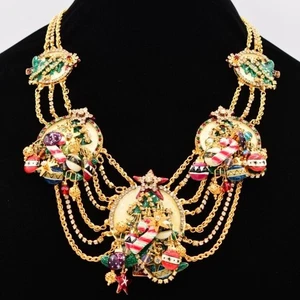 Collana Natalizia Pranzo Al Ritz Bianca Albero Dichiarazione Vacanze Vintage RARA - Foto 1 di 24