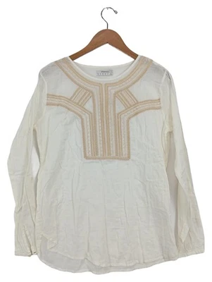 Springfield Damen Bluse Gr. 40 Weiß mit Stickerei Casual Langarm - Bild 1 von 4