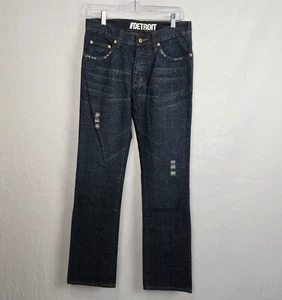 Jeans uomo Detroit denim bottoni mosca 28 x 31 blu lavaggio scuro invecchiato usato in ottime condizioni - Foto 1 di 18