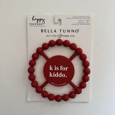 NEW Bella Tunno Red Teether Ring “K is for Kiddo” Easy Grip Dishwasher Safe - Image 1 of 4