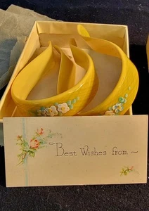 Vintage 1940's Pair Hand Painted Celluloid Baby Carriage Blanket Clips - Picture 1 of 3