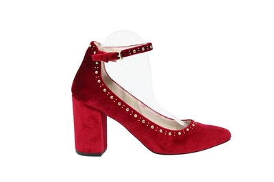Cole Haan Grand Os Heels New Women sz 9.5 Velvet Pumps Red Shoes gold stud larue - Image 1 of 4