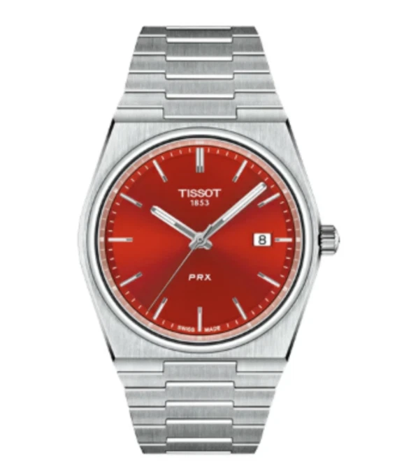 TISSOT PRX T137.410.11.421.00 Men 40mm Red Dial 100 with Box