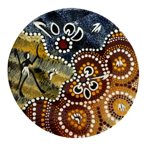 David Roo Dryden handbemalt Pangerang Kunst Holz Teller Yorta-Yorta Stamm 5 1/2" - Bild 1 von 6