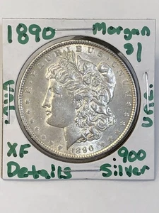 1890 P 1 $ Morgan Silber Dollar Geld Münze Stempelglanz vz Details weiß US 0,900 Münze - Bild 1 von 17