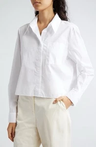 NWT $335 TWP "Boy" White Cotton Poplin Cropped Boxy Cut Shirt Top Blouse M - Picture 1 of 19