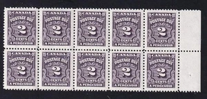 Canada 1935 Postage Due 2¢, MNH pane of 10 sc#J16 - Picture 1 of 1