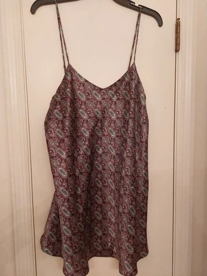 CACIQUE BROWN/GREEN PAISLEY PRINT SPAGHETTI STRAP CHEMISE - SIZE MEDIUM - Image 1 of 4