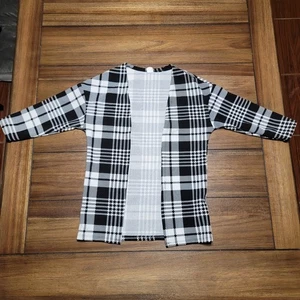 Shein Youth LS B&W Plaid Long Cardigan Style Jacket - Size 6Y - Picture 1 of 4
