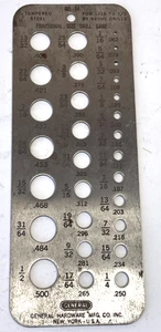🗽GENERAL NO 14 FRACTIONAL SIZE DRILL GAGE🗽 - Picture 1 of 2