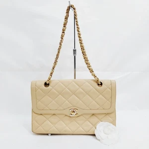 Chanel Bolso de Hombro Broche Juego 2 Beige Piel de Cordero 1564873 - Imagen 1 de 21