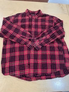 Camicia David Taylor rossa a quadri in flanella manica lunga con bottoni taglia XXL - Foto 1 di 4