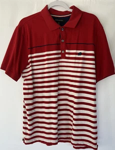 Polo Banana Republic uomo XL rossa bianca a righe preppy logo elefante - Foto 1 di 10