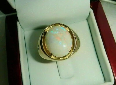 Anillo para hombre Black Friday SR9 con piedras preciosas de ópalo de fuego natural de 5,0 quilates de oro amarillo de 18 k Foto 1 de 4