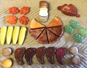 Vintage 1950's Vibrant Celloid Play Pretend Play Food Lot 29 Pieces Turkey Steak - Picture 1 of 12