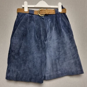 Vintage Forenza Shorts Damengröße 8 Wildleder dunkelblau Paperbag gefüttert Reißverschluss Hosenschlitz - Bild 1 von 9