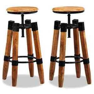 2 pcs Bar Stools Solid Mango Wood 35 x 35 x 75-80 cm - VidaXL New - Picture 1 of 5