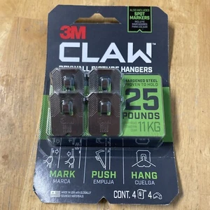 3M Claw Drywall Picture Hangers - 4 Count Holds 25 Pounds EACH NEW - Picture 1 of 1