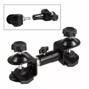 Dual Double Heavy Duty C Clamp U Clip Bracket For Photo Studio Boom Light Stand - Picture 1 of 10