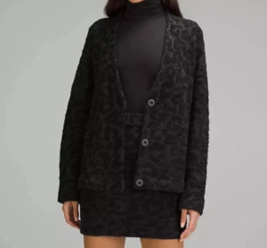 lululemon Wool-Blend Jacquard Cardigan Knit Leopard Graphite Grey Black Size XS. - Picture 1 of 4