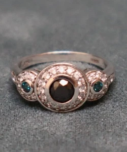 Stauer Sterling Black & Blue Stones Ring Size 10 Large - Picture 1 of 6