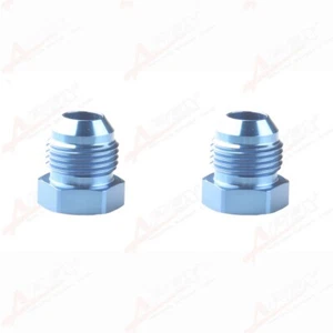 US SHIP 2PCS -8AN AN8 Male Flare AN Plug Fuel Oil Fitting Adapter Aluminum Blue - Picture 1 of 7