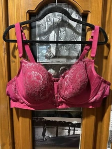 City Chic Bra Brassiere Women's Plus Size 22D 22 D Ladies Dark Pink Lace - Picture 1 of 5