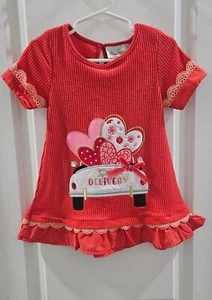 Rare Editions Girls 5 Short Sleeve Ruffle orange top with applique - Picture 1 of 4