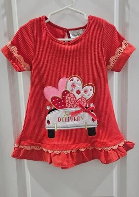 Top naranja con volantes manga corta 5 para niñas Rare Editions con apliques Foto 1 de 4