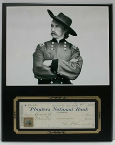 Reproducción de George Custer exhibición de cheques firmada 2 - Imagen 1 de 3
