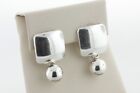 Silpada P0288 Sterling Silver 925 Concave Square Dangling Bead Ball Earrings