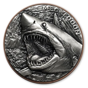 10 Vatu Double Silver Giant Megalodon Vanuatu High Relief cobre + plata 2025 - Imagen 1 de 3