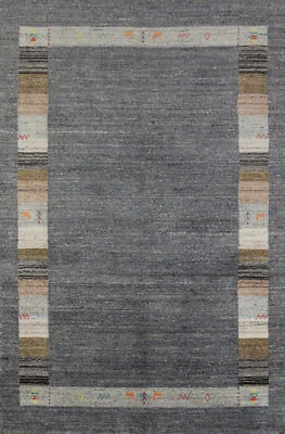 Artisan-crafted Grey Gabbeh Rug Wool Handmade Bedroom Carpet 5x7 ft. - Image 1 of 4