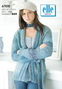 Elle - Cardigan Wool Yarn Knitting Pattern 8Ply DK 6908 - Picture 1 of 3