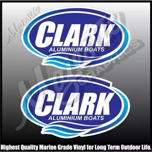 CLARK - ALUMINIUM BOATS - 300mm X 175mm X 2 - BOAT DECALS - Bild 1 von 1
