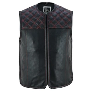 Biker Lederweste Herren – Echtes Rindleder, Vintage Look, Clubweste,Lederweste - Bild 1 von 5