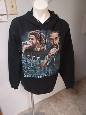 Drake J Cole As Big As The What It’s All A Blur Tour 2024 Black Hoodie Size L  - Image 1 of 4