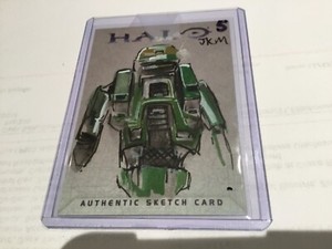 Halo Trading Card 2007 Topps Authentic Artist Sketch JKM RARE 1/1 Master Chief