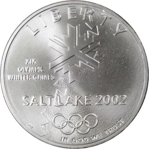 Salt Lake City Olympic Games Commemorative 2002 P 90% Silver Dollar BU $1 Coin Cover
