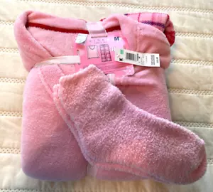 Womens Pink Fleece Pajamas, Pink & Plaid, Pull Ons, Sz. M - Picture 1 of 7