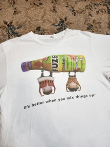 Vintage 2000's Fuze Healthy Fruit Drink Promo Graphic T-Shirt Size Large White - Picture 1 of 6